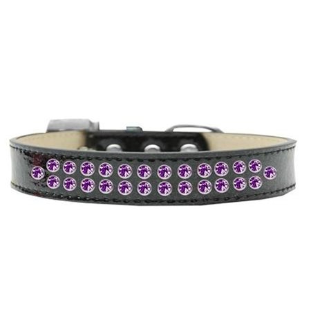 UNCONDITIONAL LOVE Two Row Purple Crystal Dog CollarBlack Ice Cream Size 16 UN851356